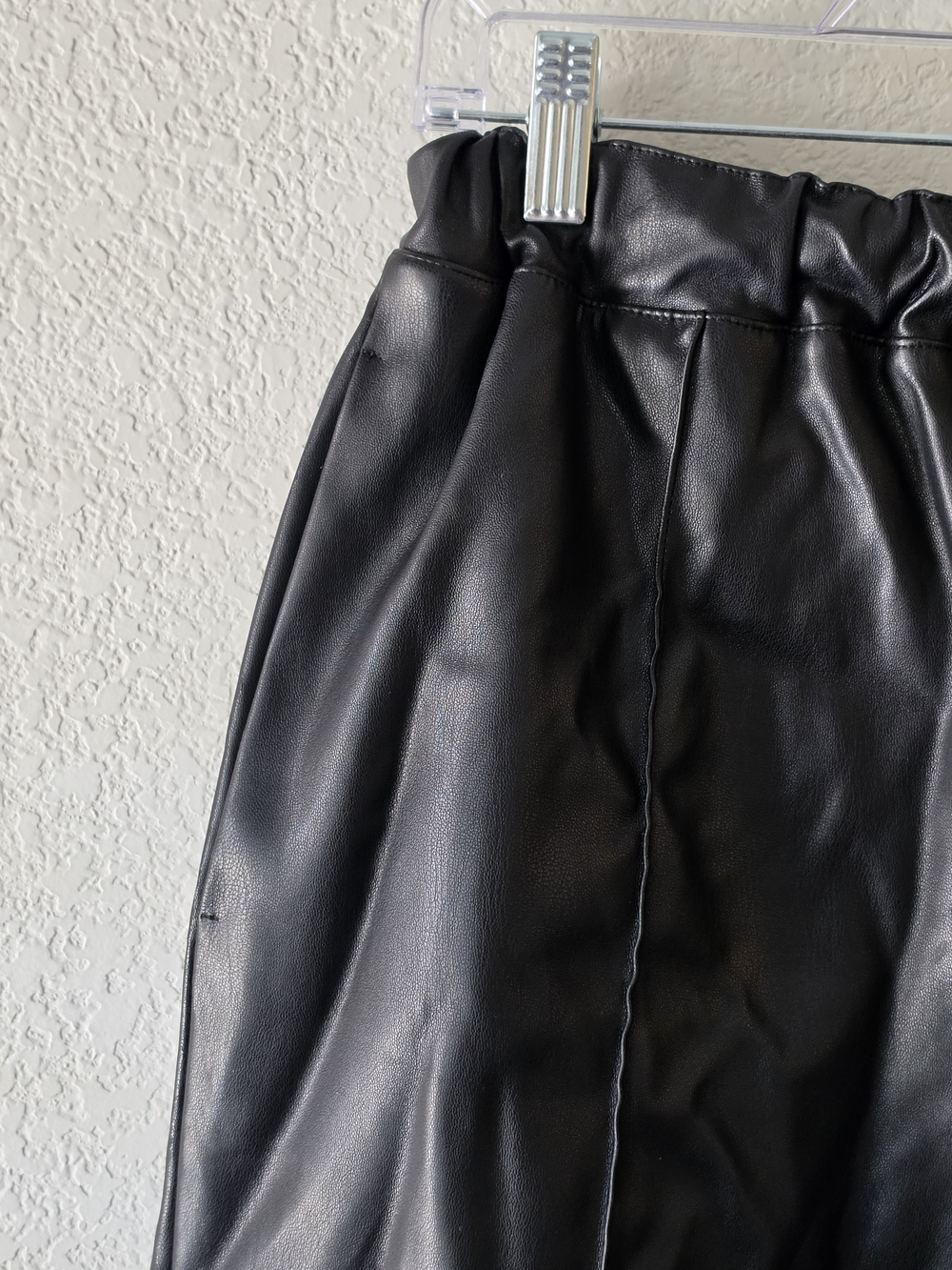 Topshop Black Faux-Leather Shorts with Paperbag Waist